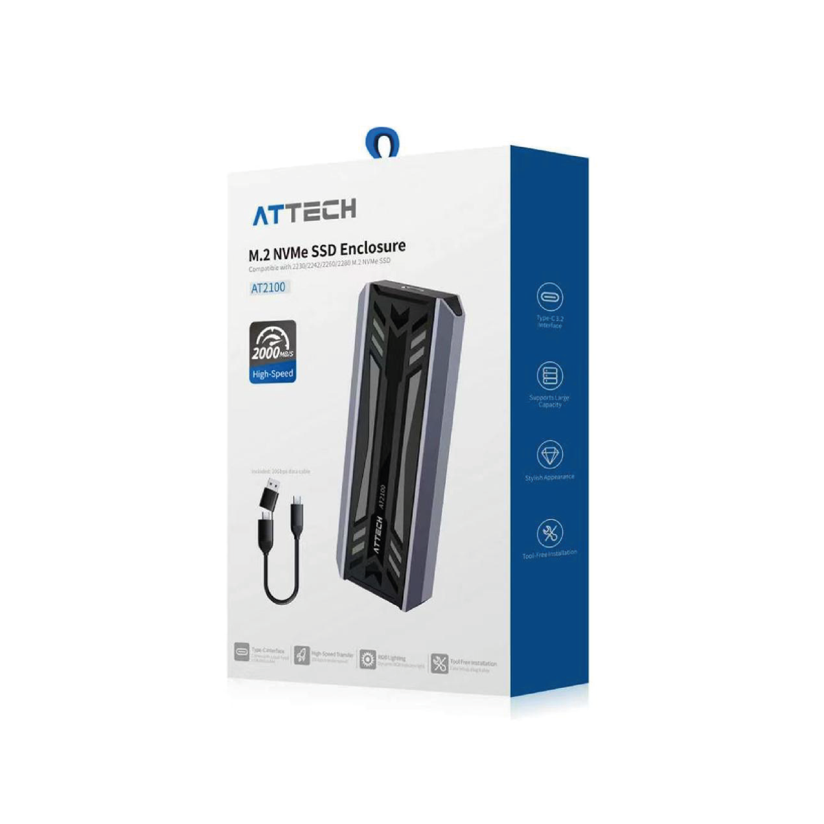 Enclosure Attech At2100 Para Nvme De Alta Velocidad 2000mb/s