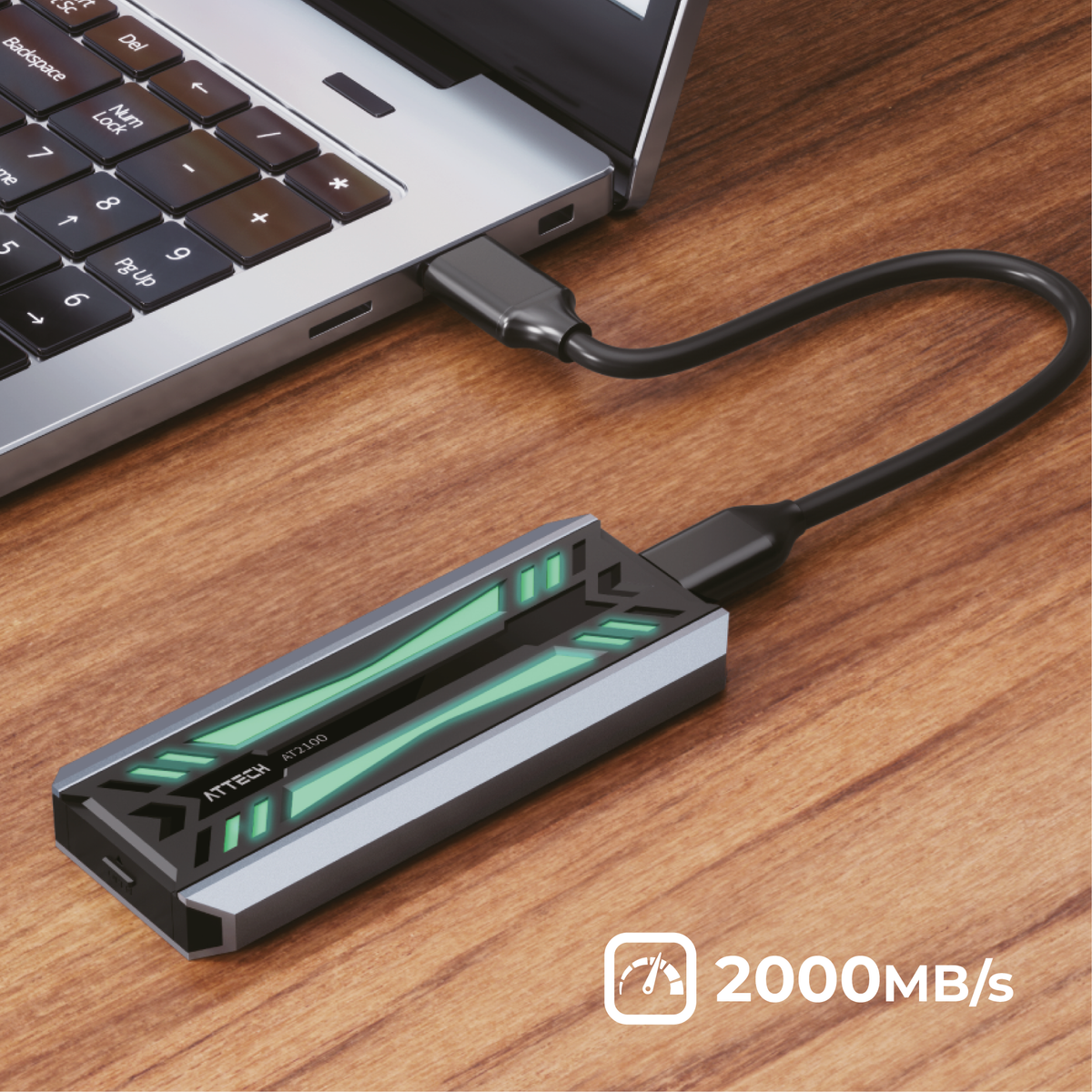 Enclosure Attech At2100 Para Nvme De Alta Velocidad 2000mb/s