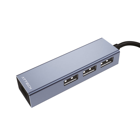HUB Multipuertos Attech AT002 USB 2.0 x3 + Puerto Ethernet
